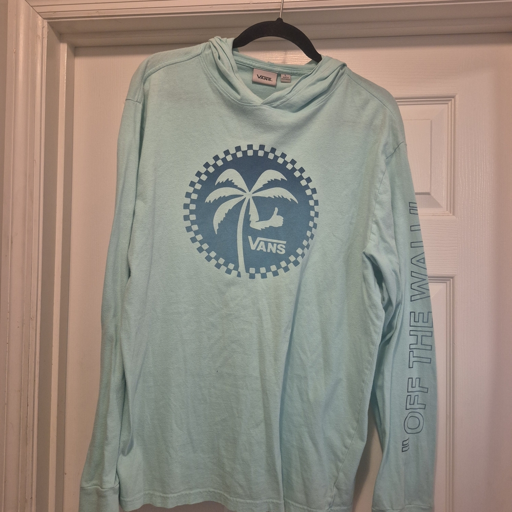 Vans Men's Classic Fit Long Sleeve T-shirt Hoodie Mint Green 100% Cotton Size L